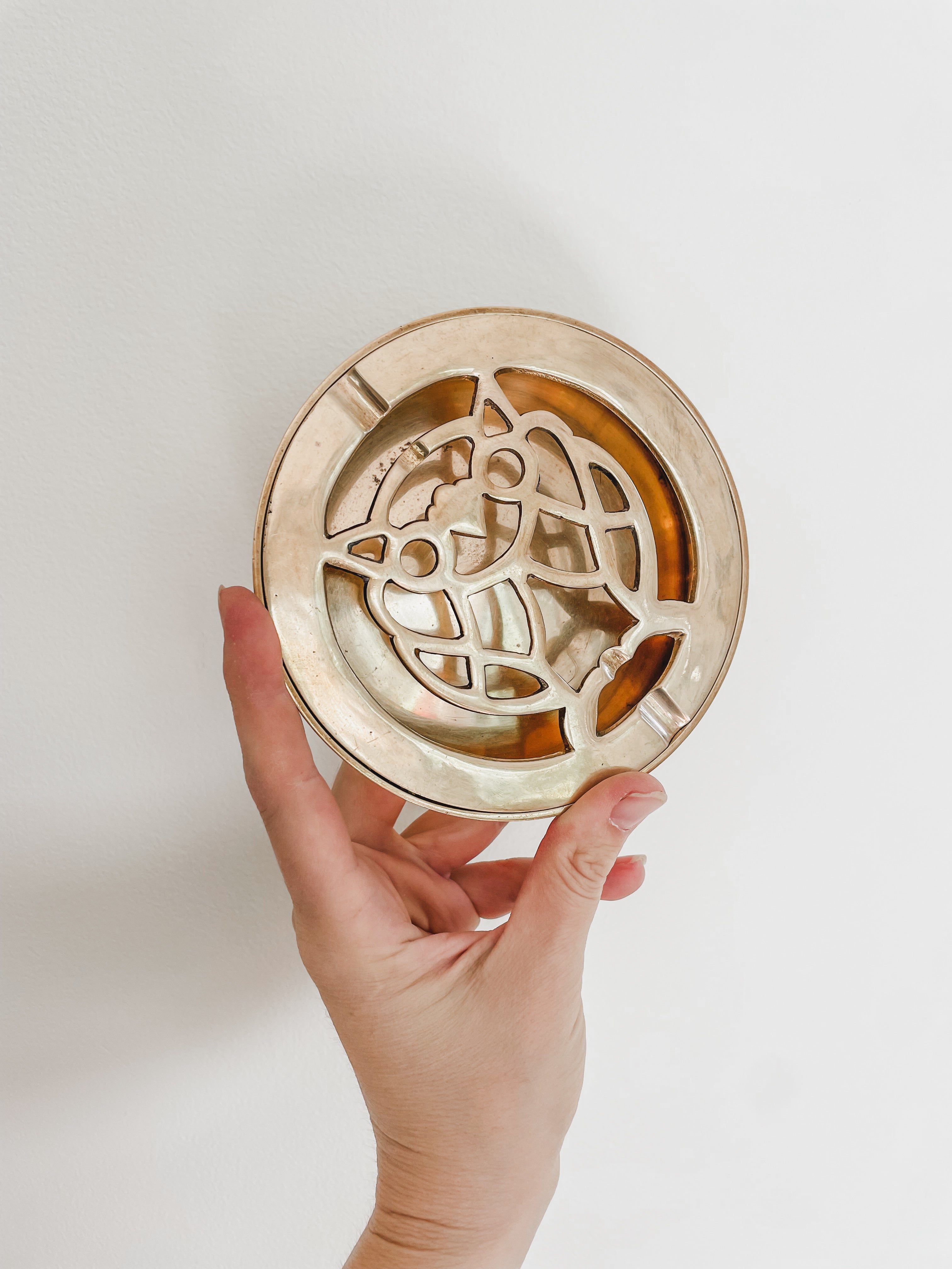 VINTAGE BRASS OWL ASHTRAY