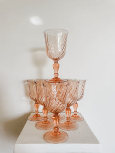 VINTAGE LUMINARC ‘ROSALINE’ PINK WINE GLASSES