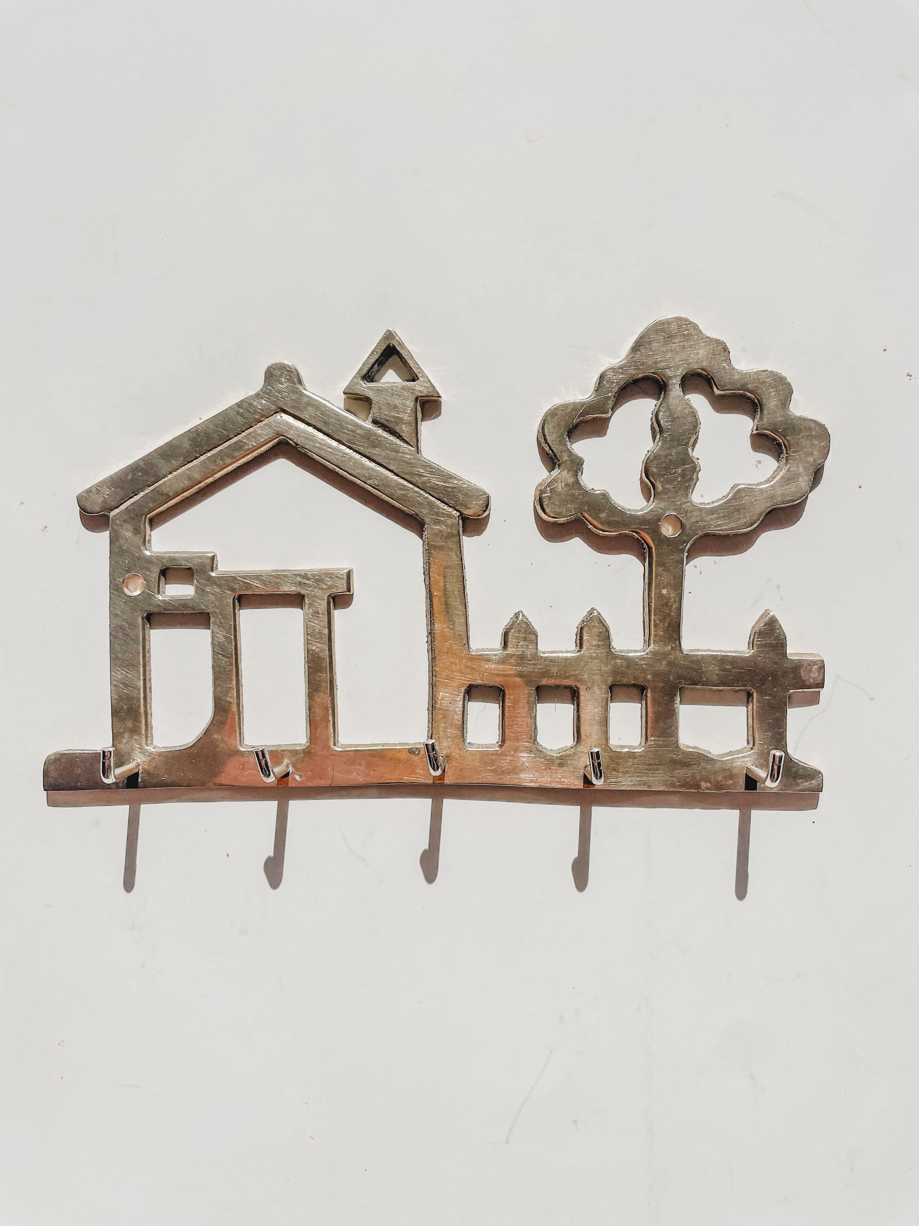 VINTAGE BRASS HOUSE KEY WALL HOOK