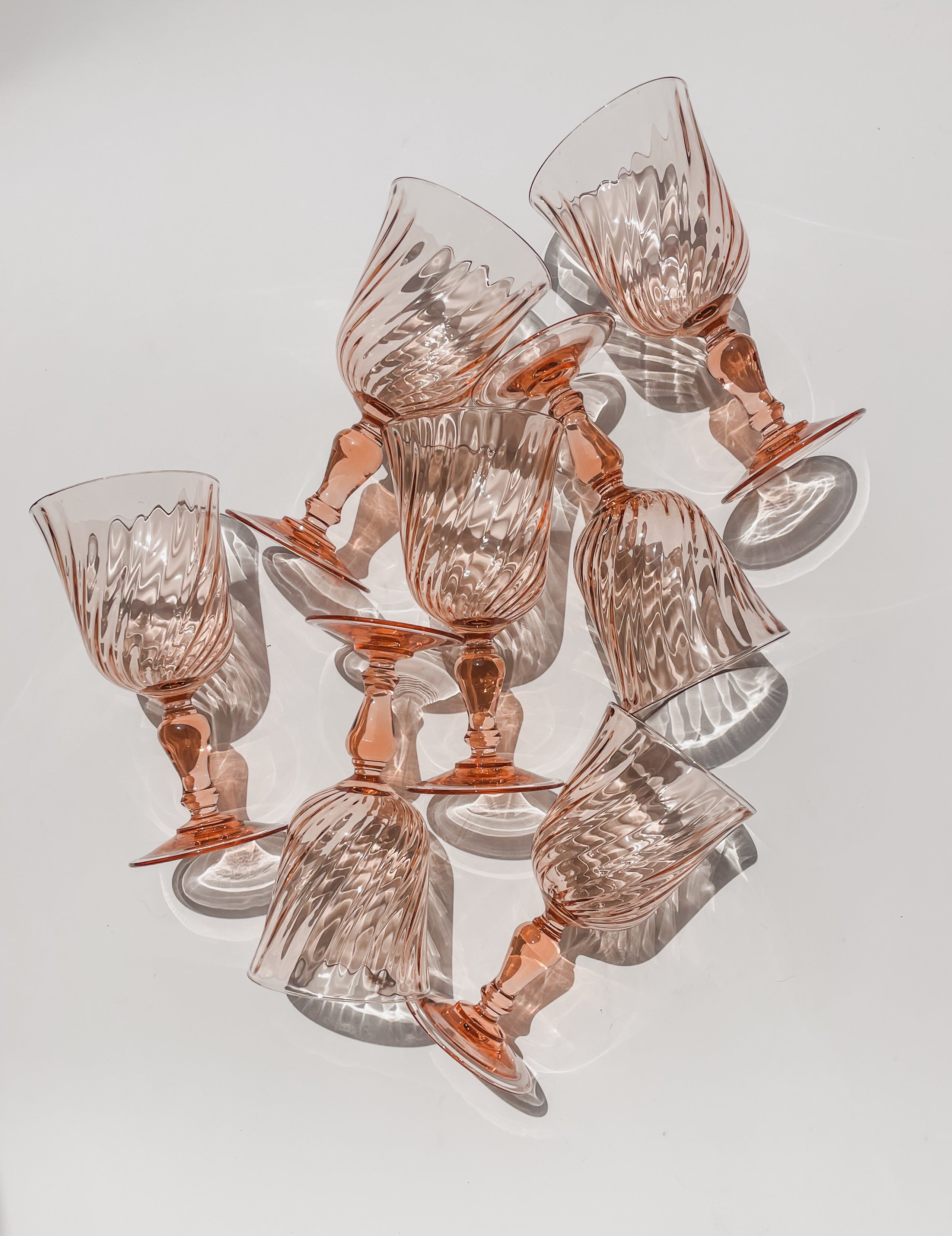 VINTAGE LUMINARC ‘ROSALINE’ PINK WINE GLASSES