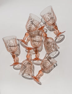 VINTAGE LUMINARC ‘ROSALINE’ PINK WINE GLASSES
