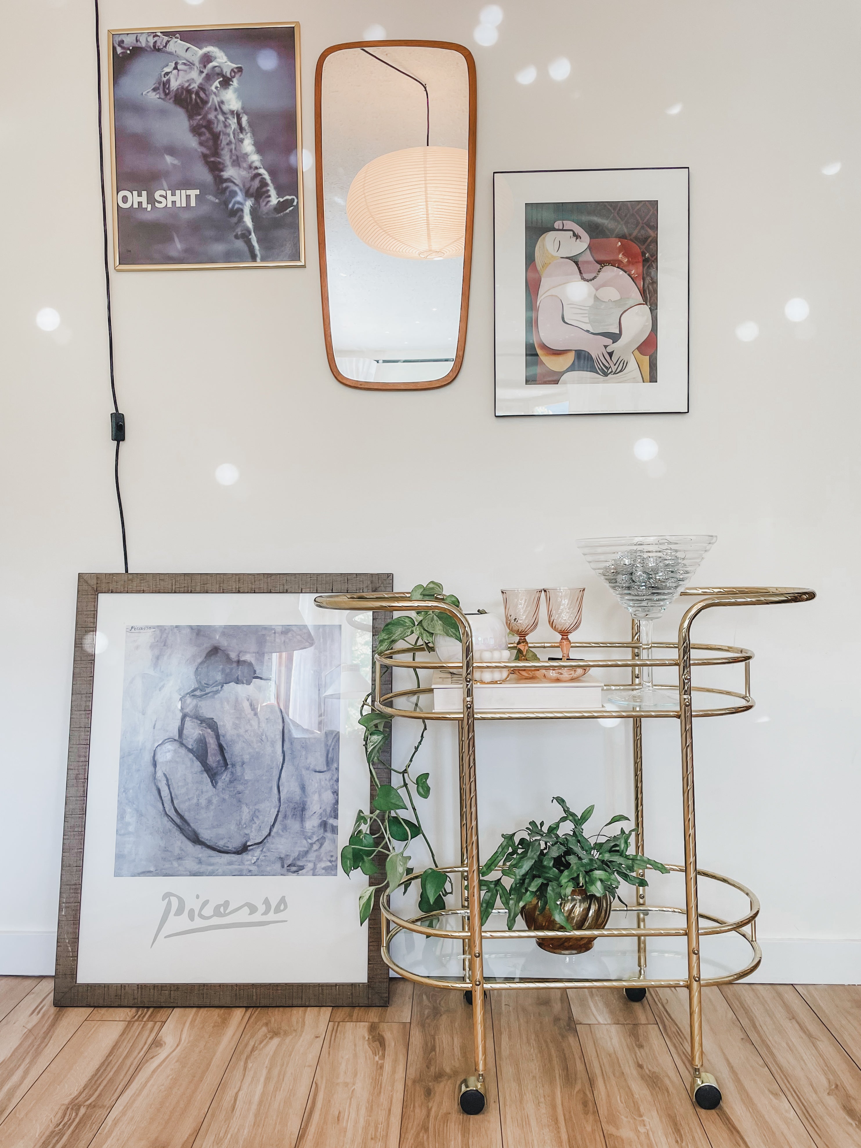 VINTAGE BRASS BAR CART