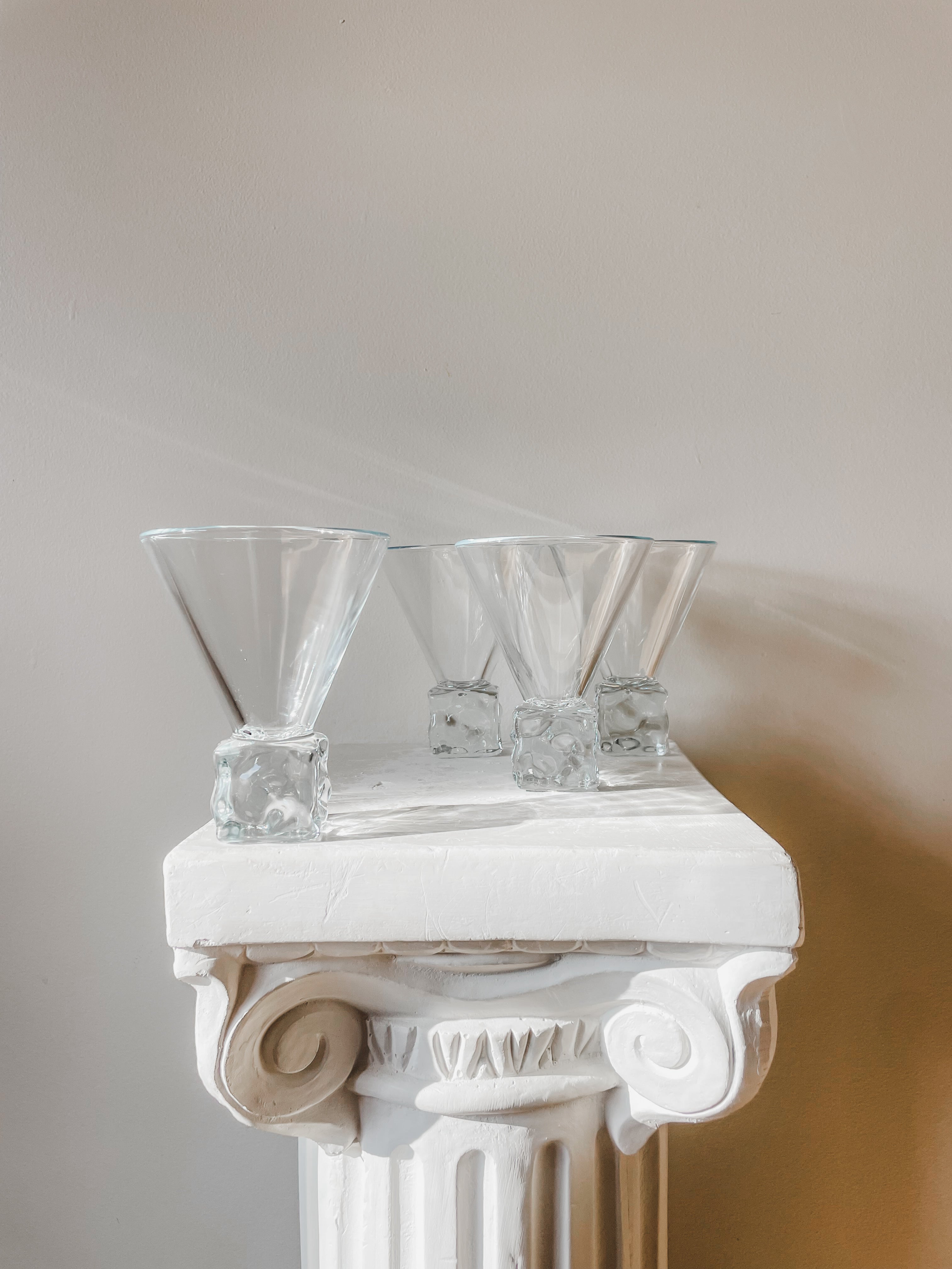 VINTAGE DISARONNO ICE CUBE MARTINI GLASSES