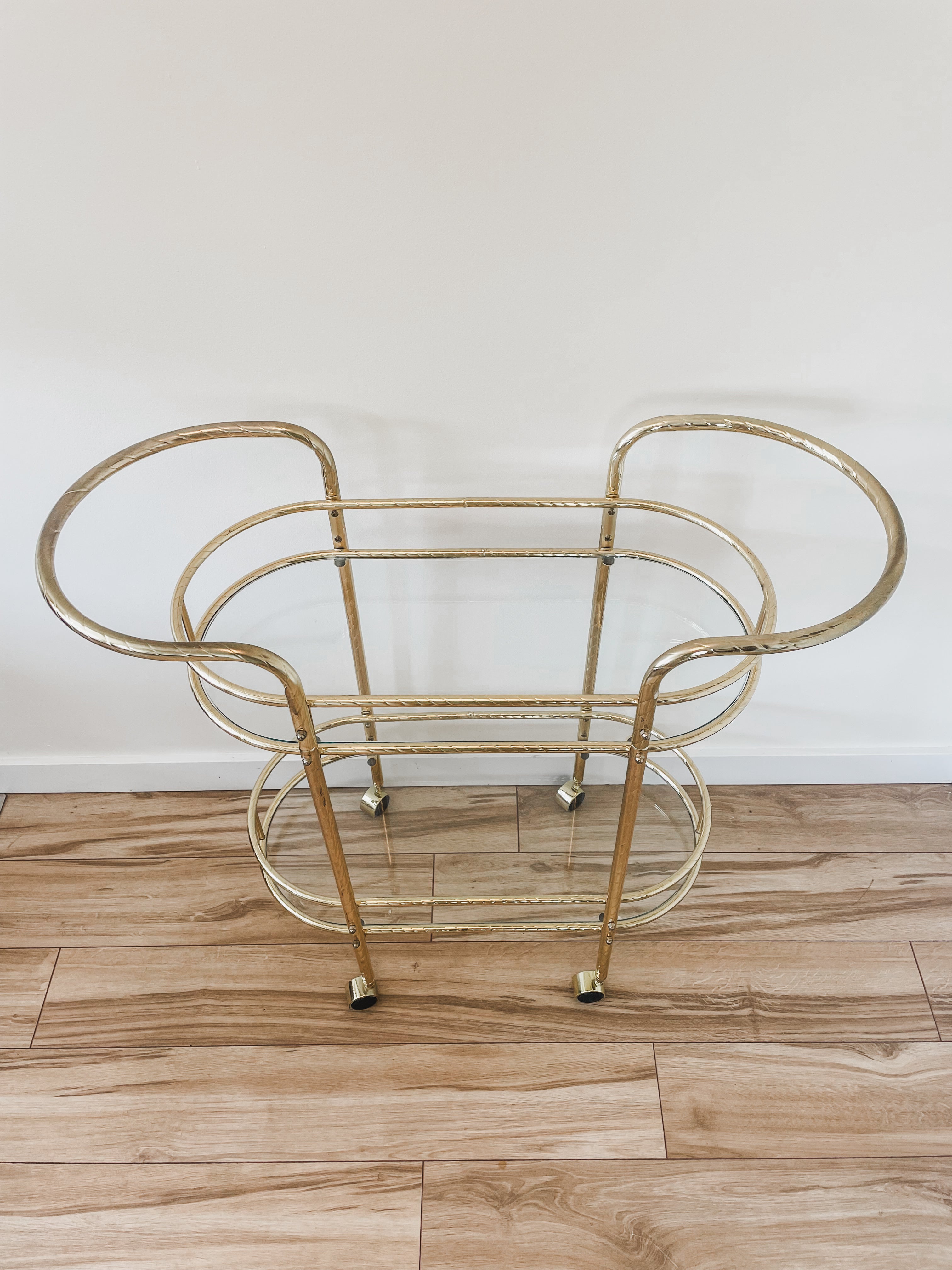 VINTAGE BRASS BAR CART