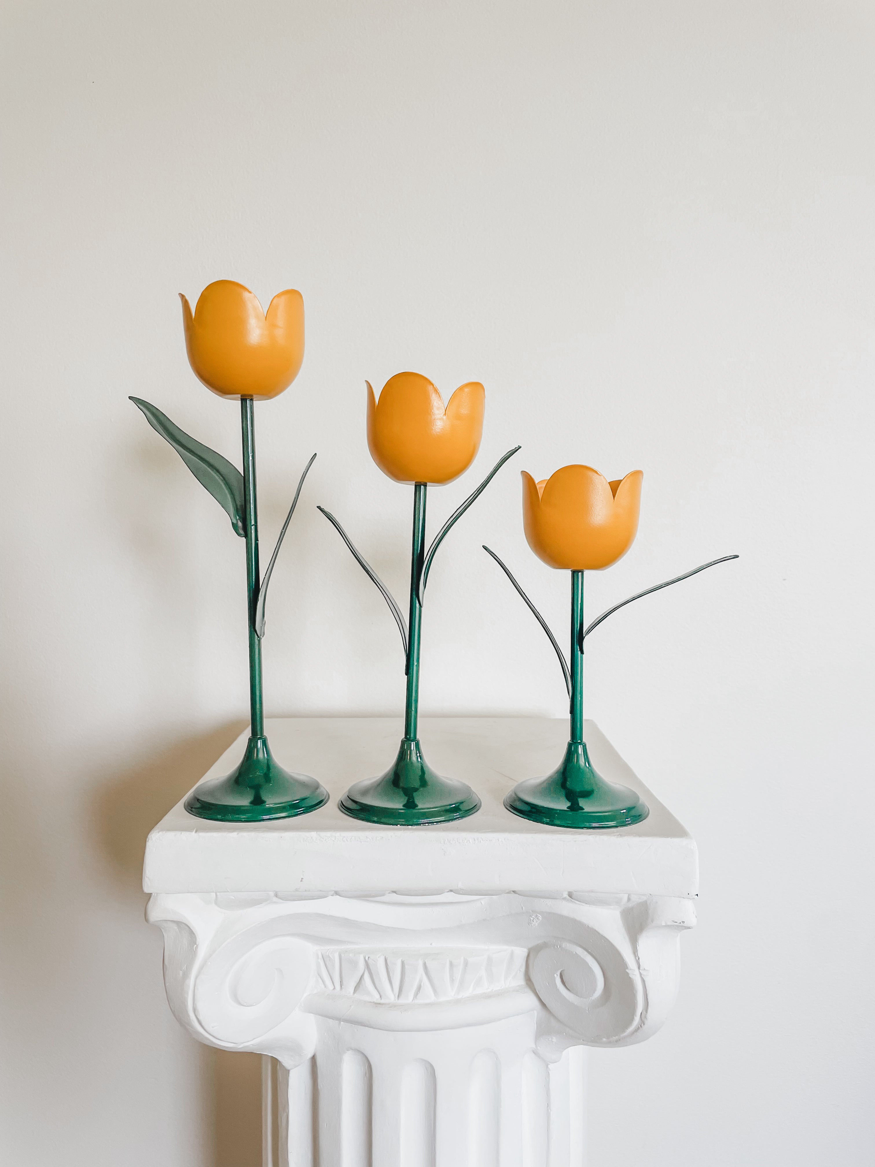 VINTAGE TULIP CANDLESTICK HOLDERS