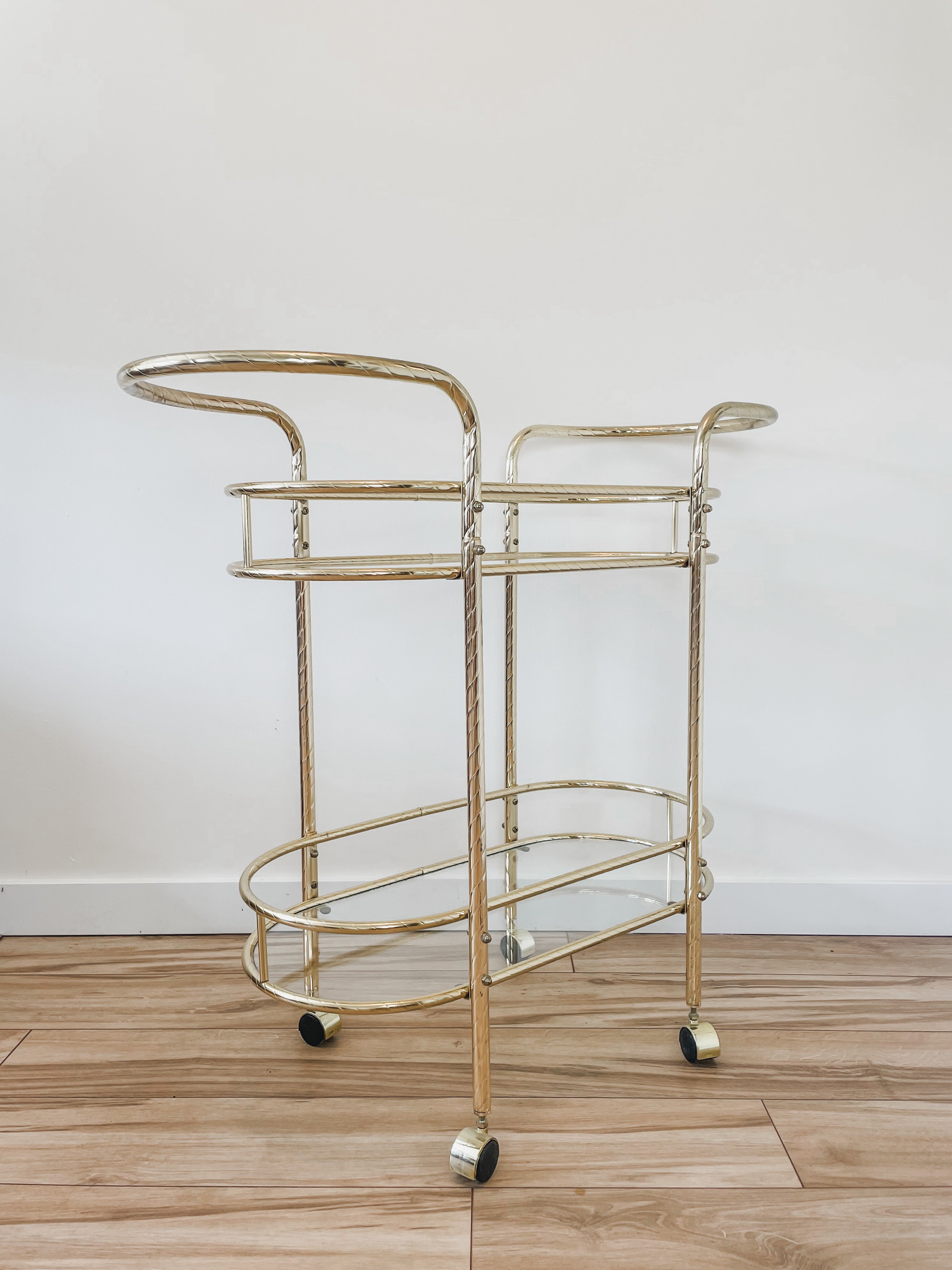 VINTAGE BRASS BAR CART