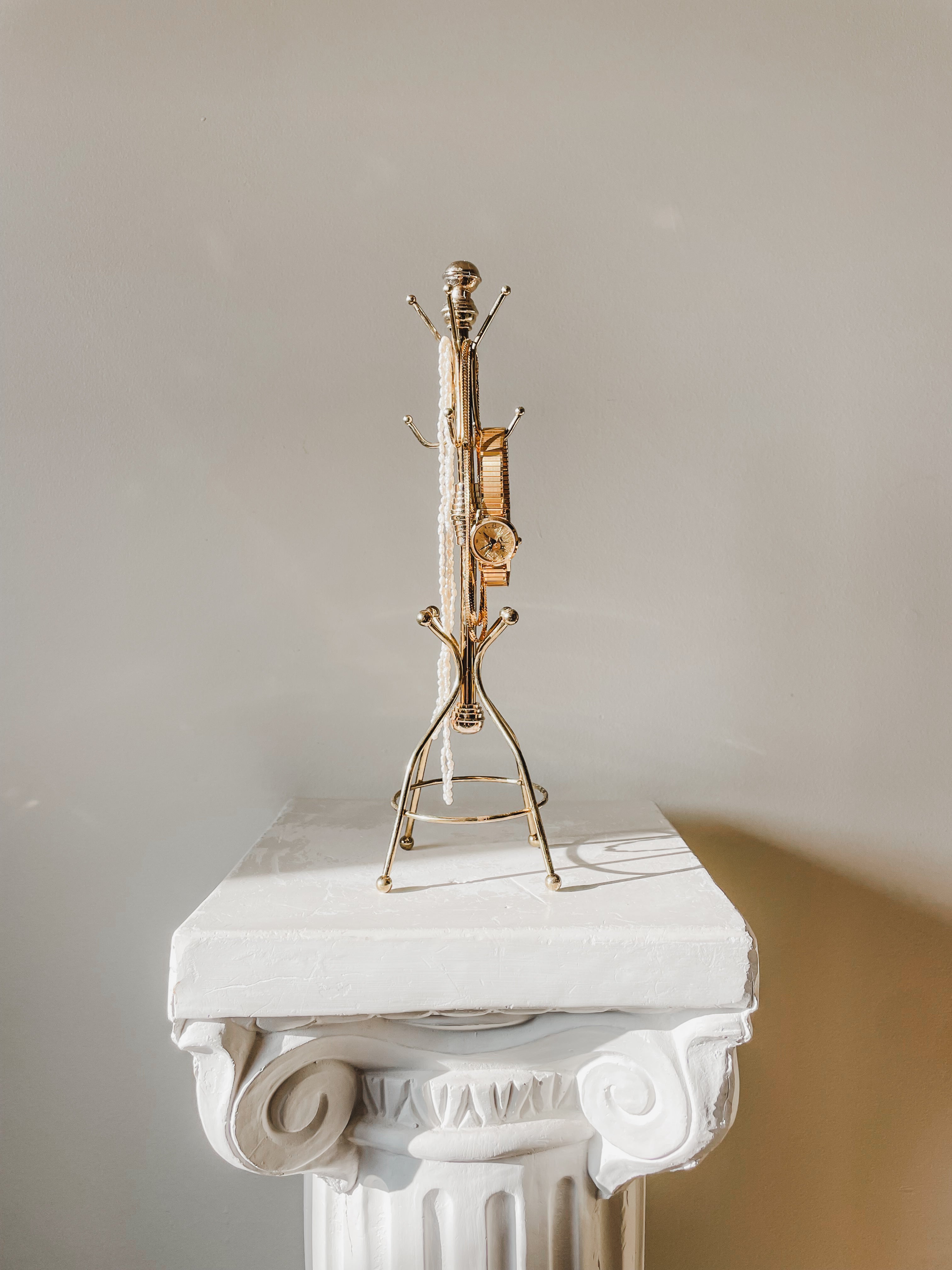 VINTAGE BRASS COAT HOOK JEWELRY STAND
