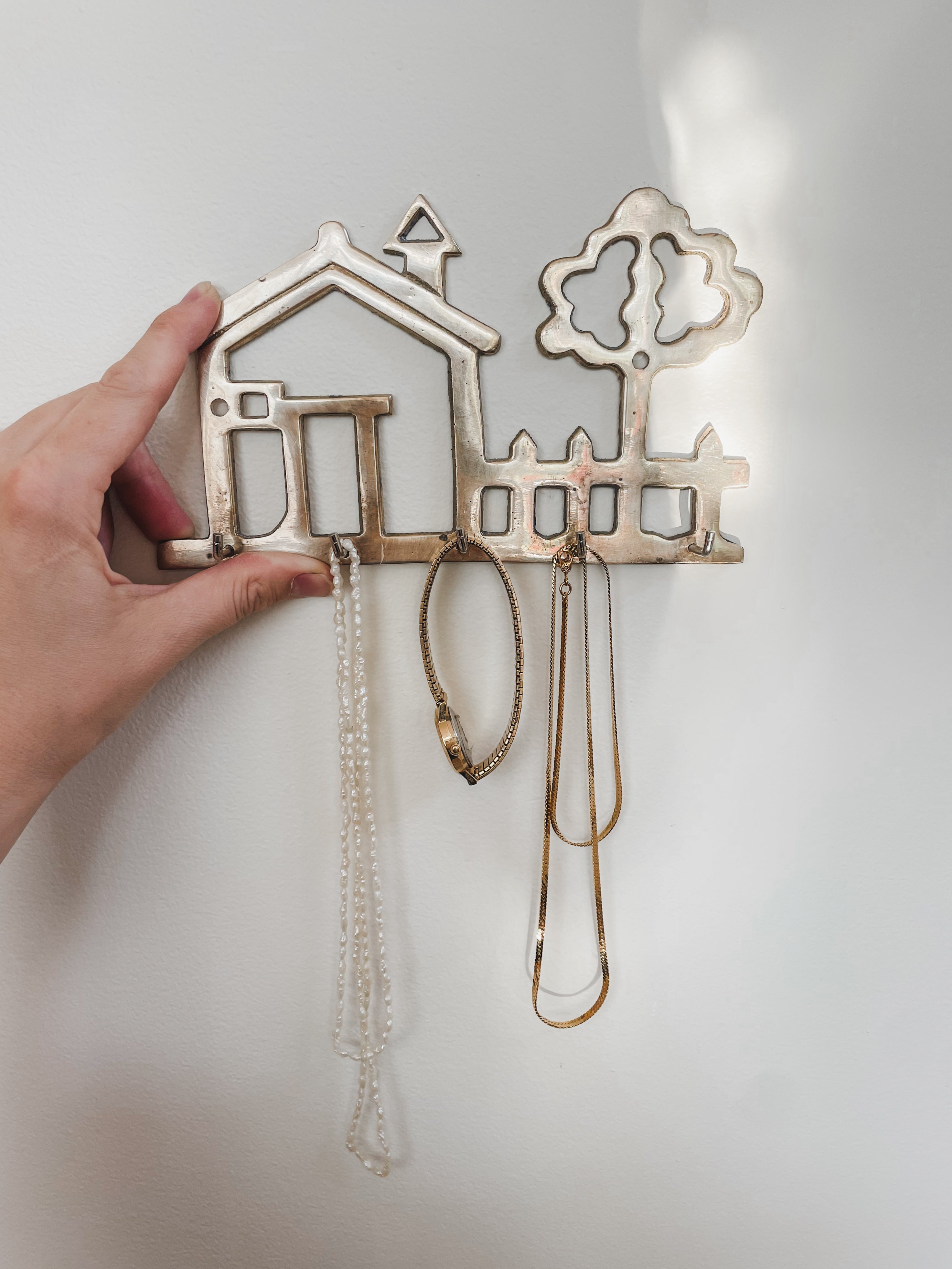 VINTAGE BRASS HOUSE KEY WALL HOOK