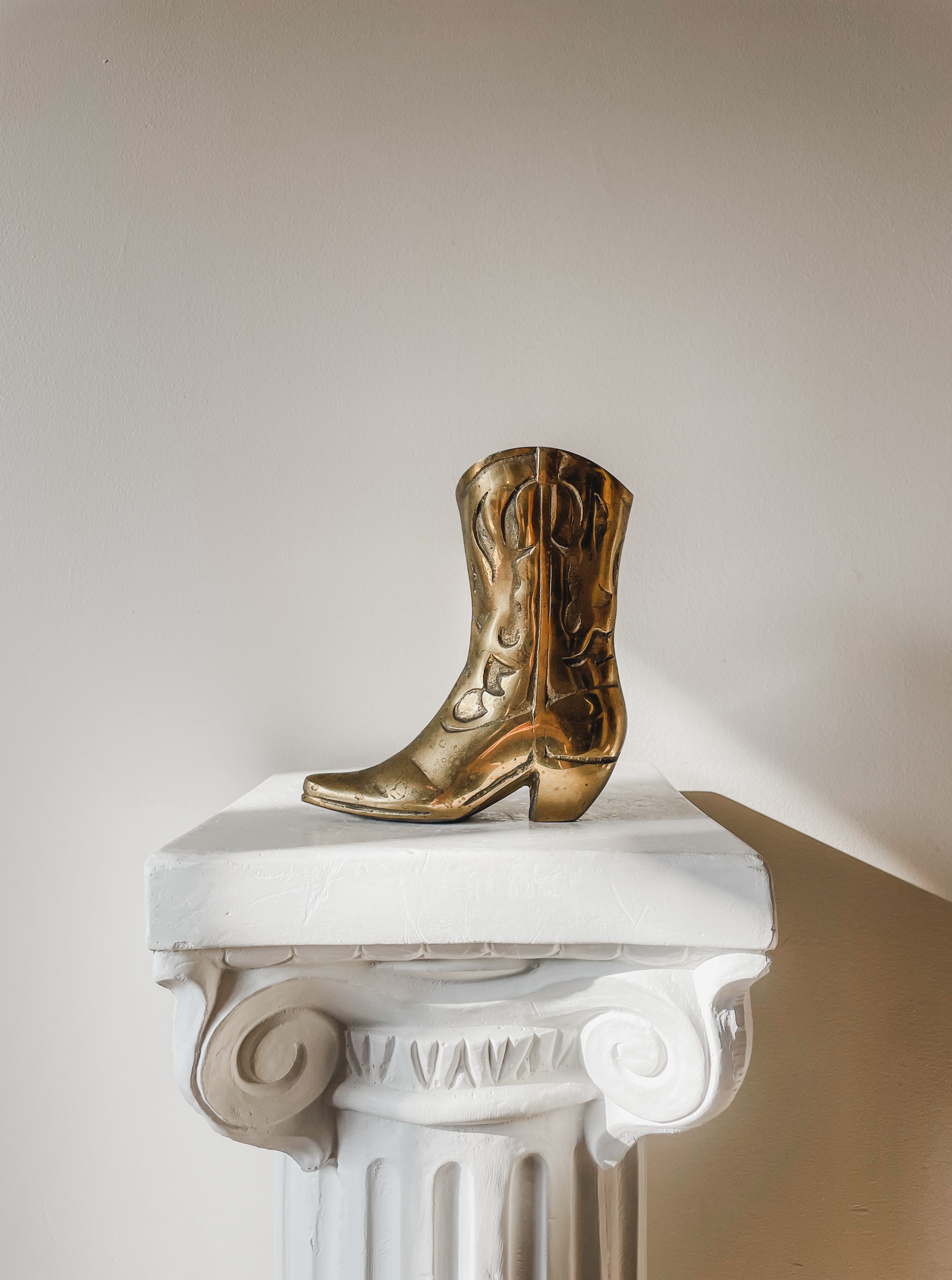 VINTAGE BRASS COWBOY BOOT