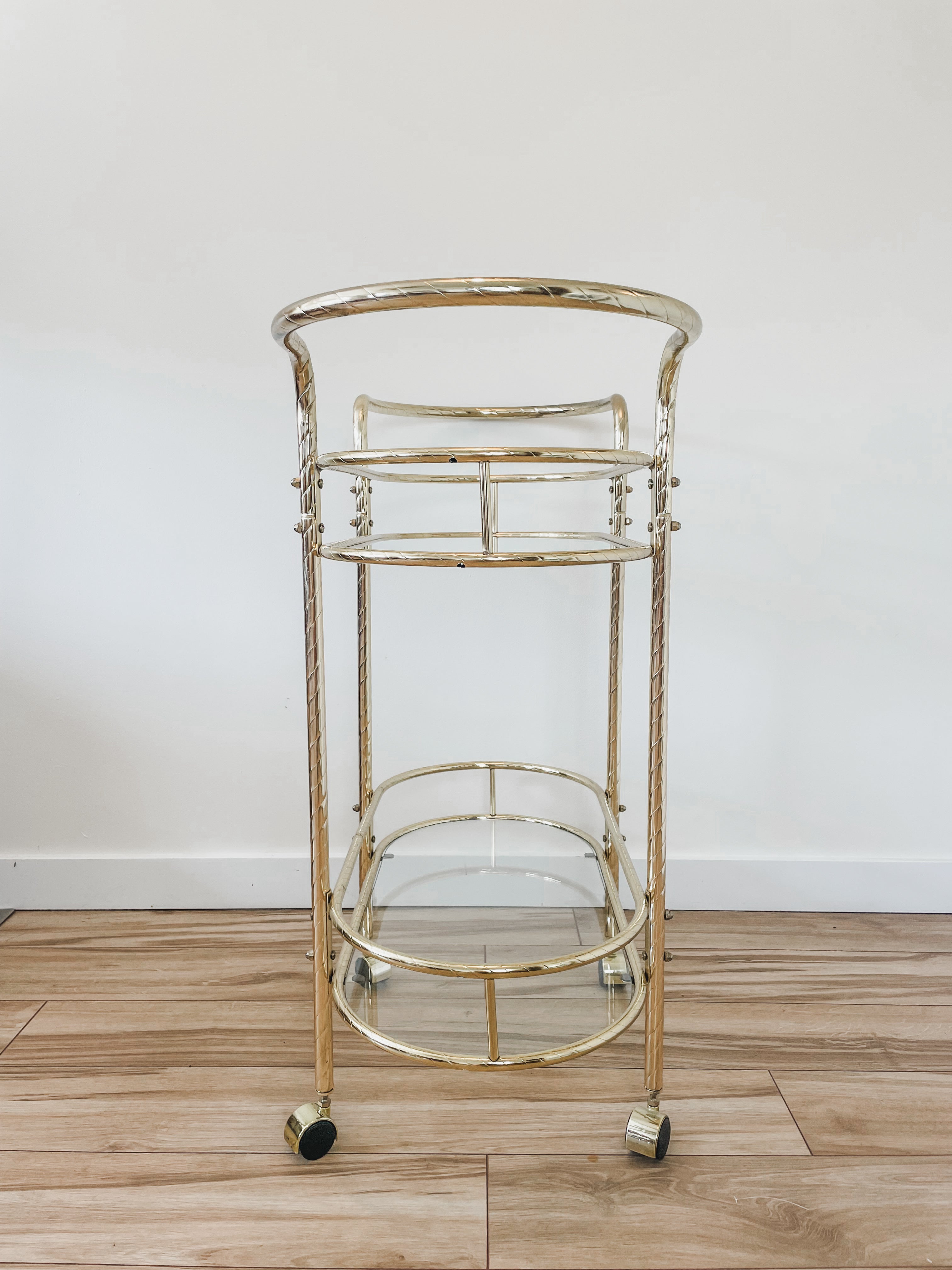 VINTAGE BRASS BAR CART