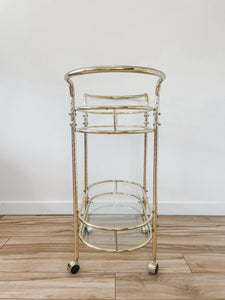 VINTAGE BRASS BAR CART