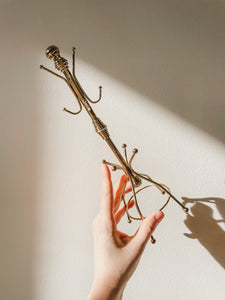 VINTAGE BRASS COAT HOOK JEWELRY STAND