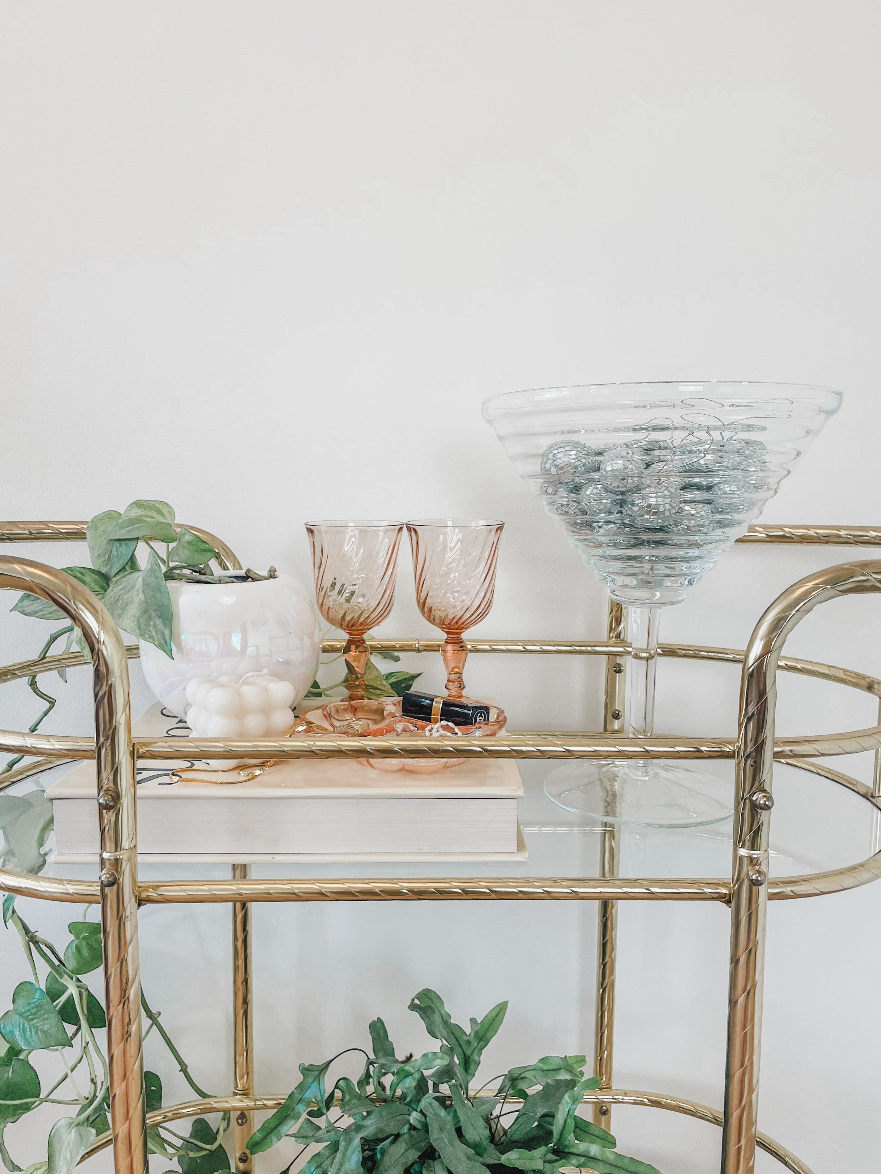 VINTAGE BRASS BAR CART