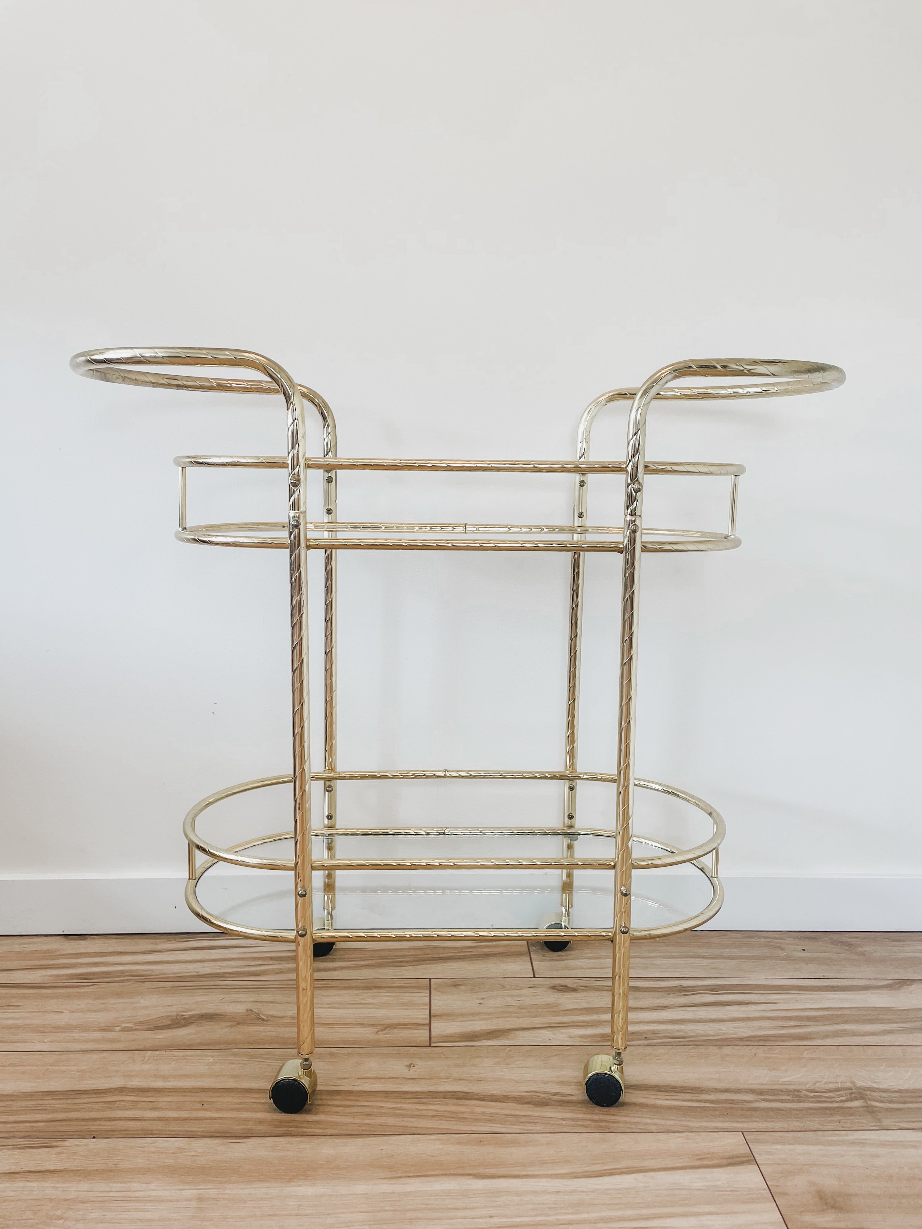 VINTAGE BRASS BAR CART