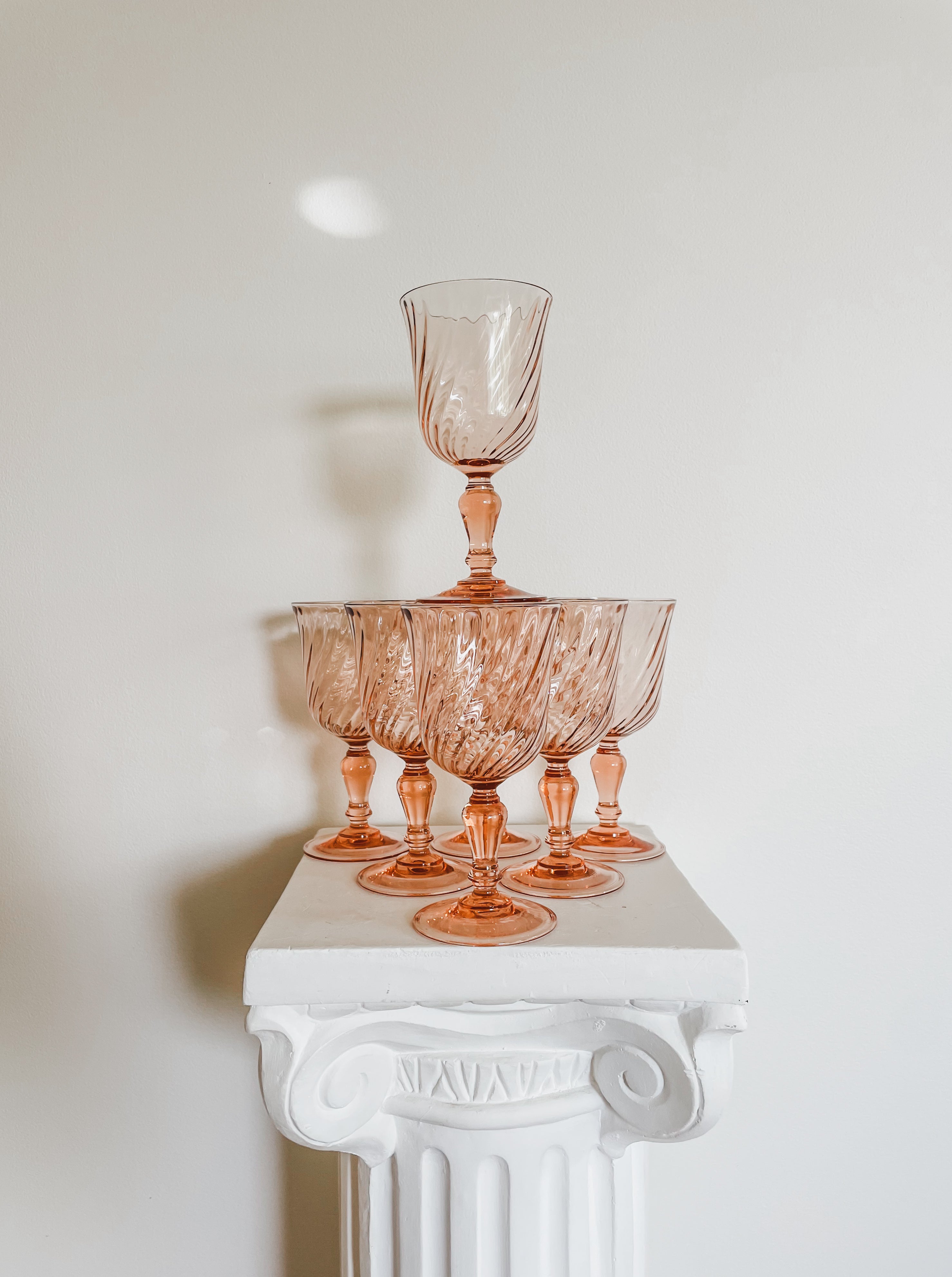 VINTAGE LUMINARC ‘ROSALINE’ PINK WINE GLASSES
