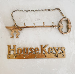VINTAGE BRASS KEY WALL HOOK