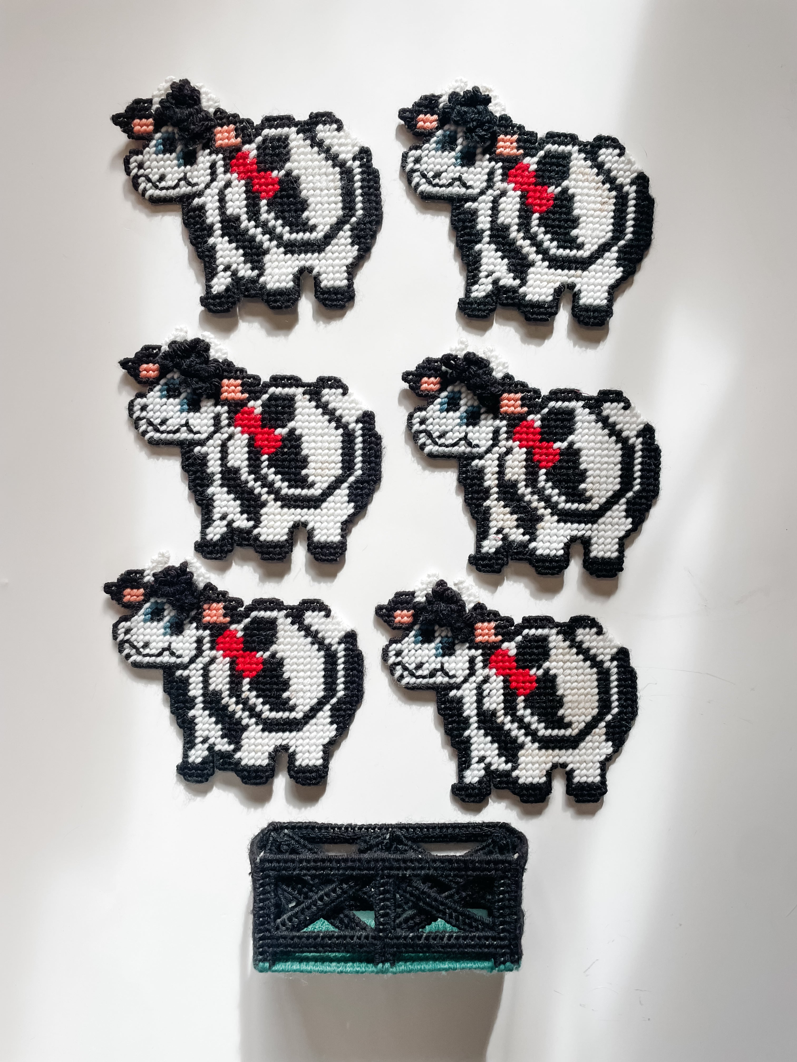 VINTAGE HAND WOVEN COW COASTER SET