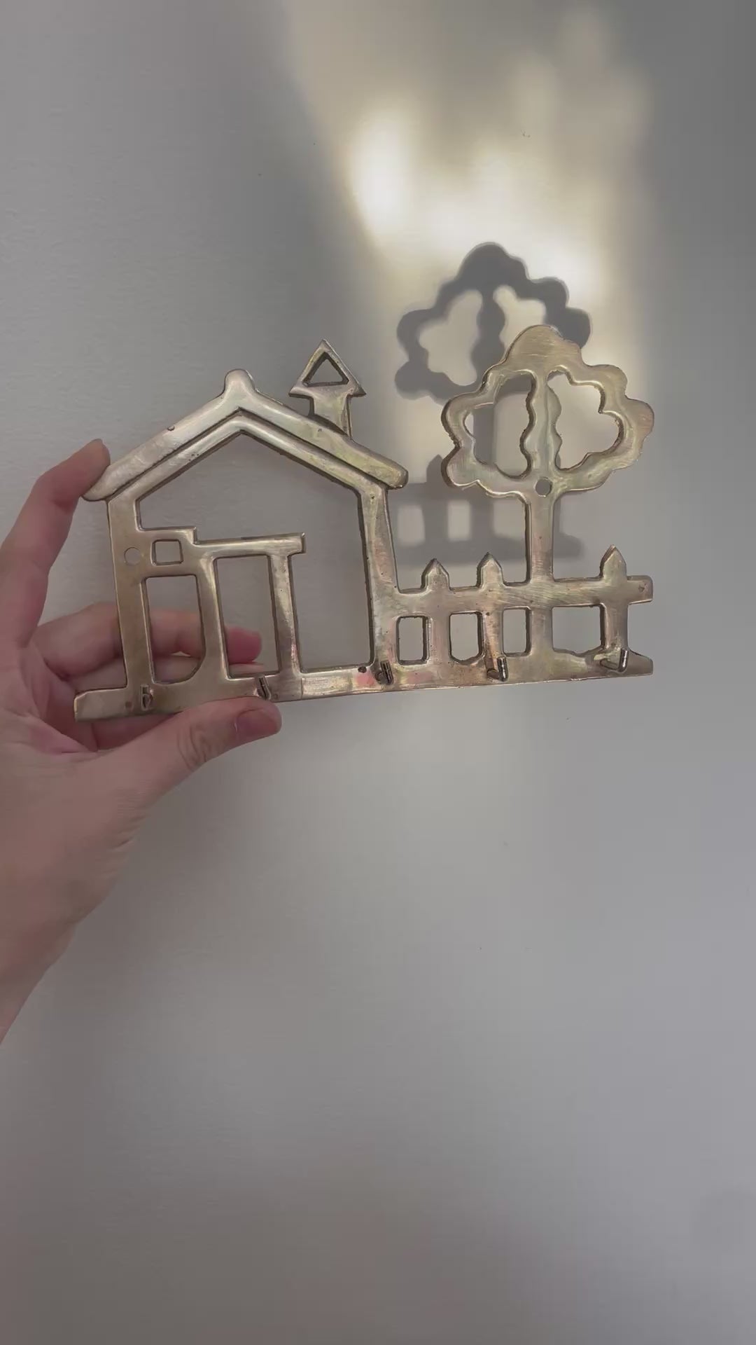 VINTAGE BRASS HOUSE KEY WALL HOOK