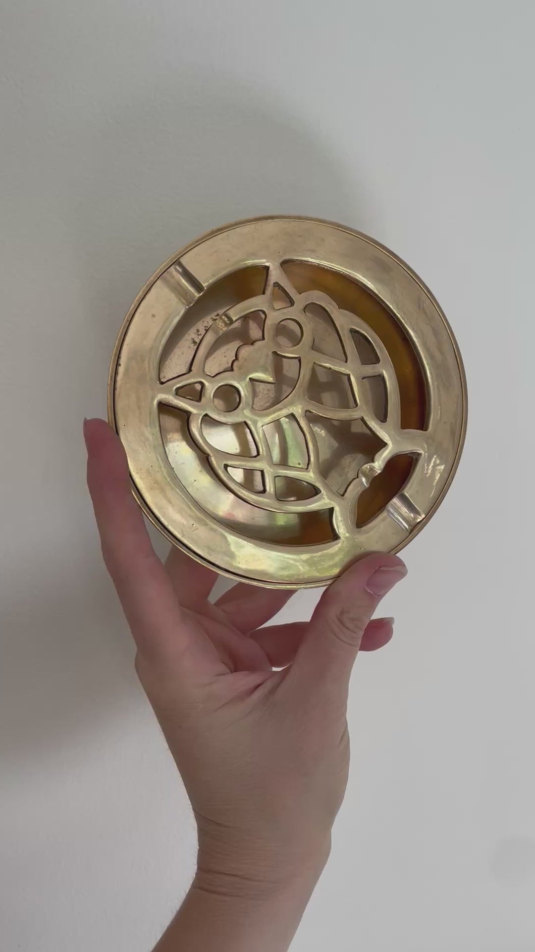 VINTAGE BRASS OWL ASHTRAY