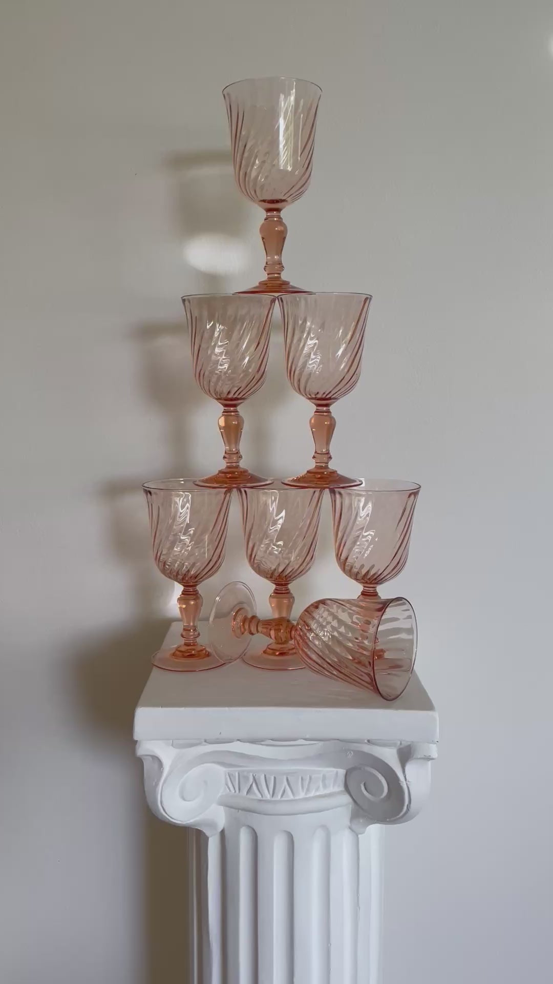 VINTAGE LUMINARC ‘ROSALINE’ PINK WINE GLASSES