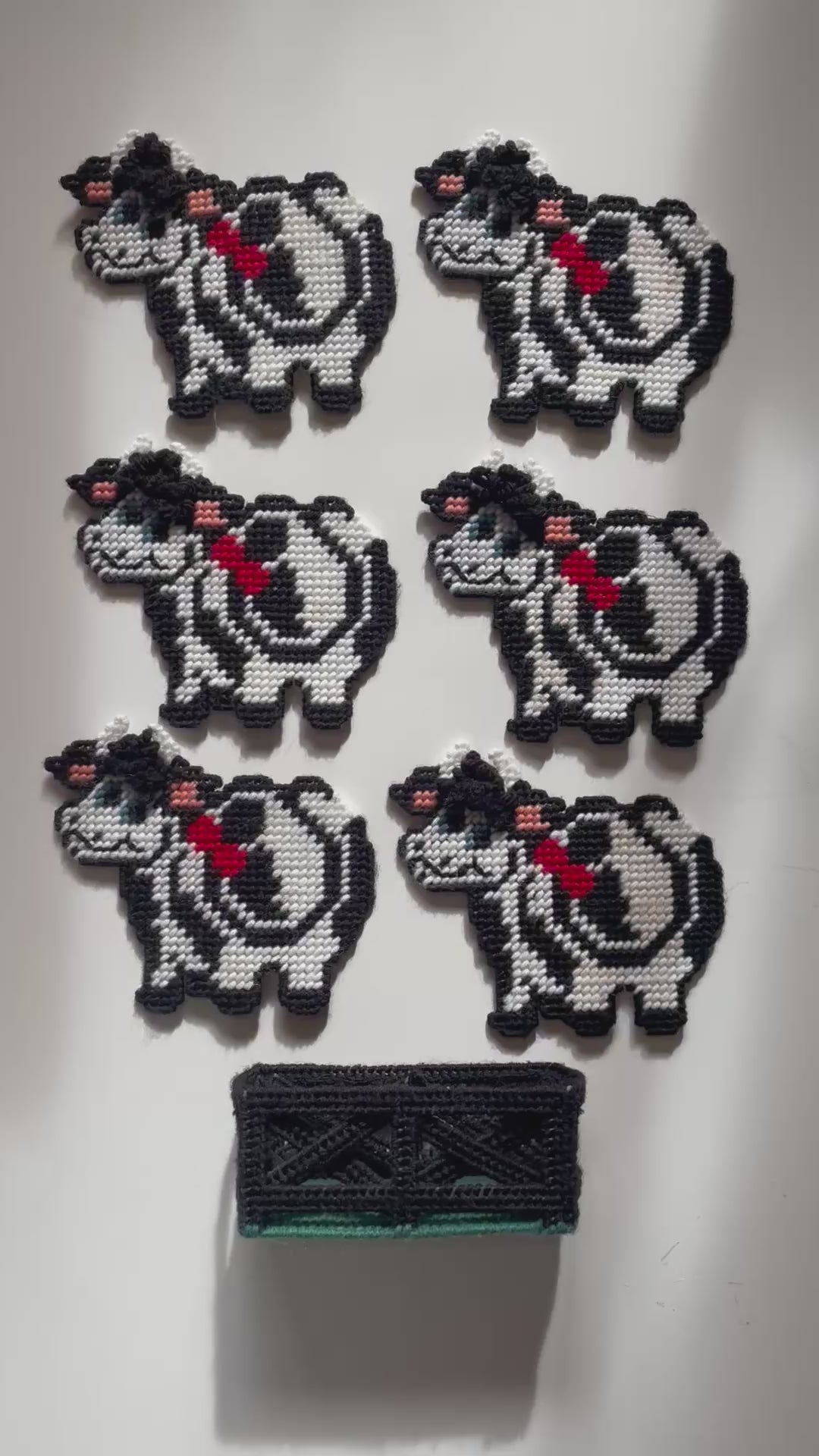 VINTAGE HAND WOVEN COW COASTER SET
