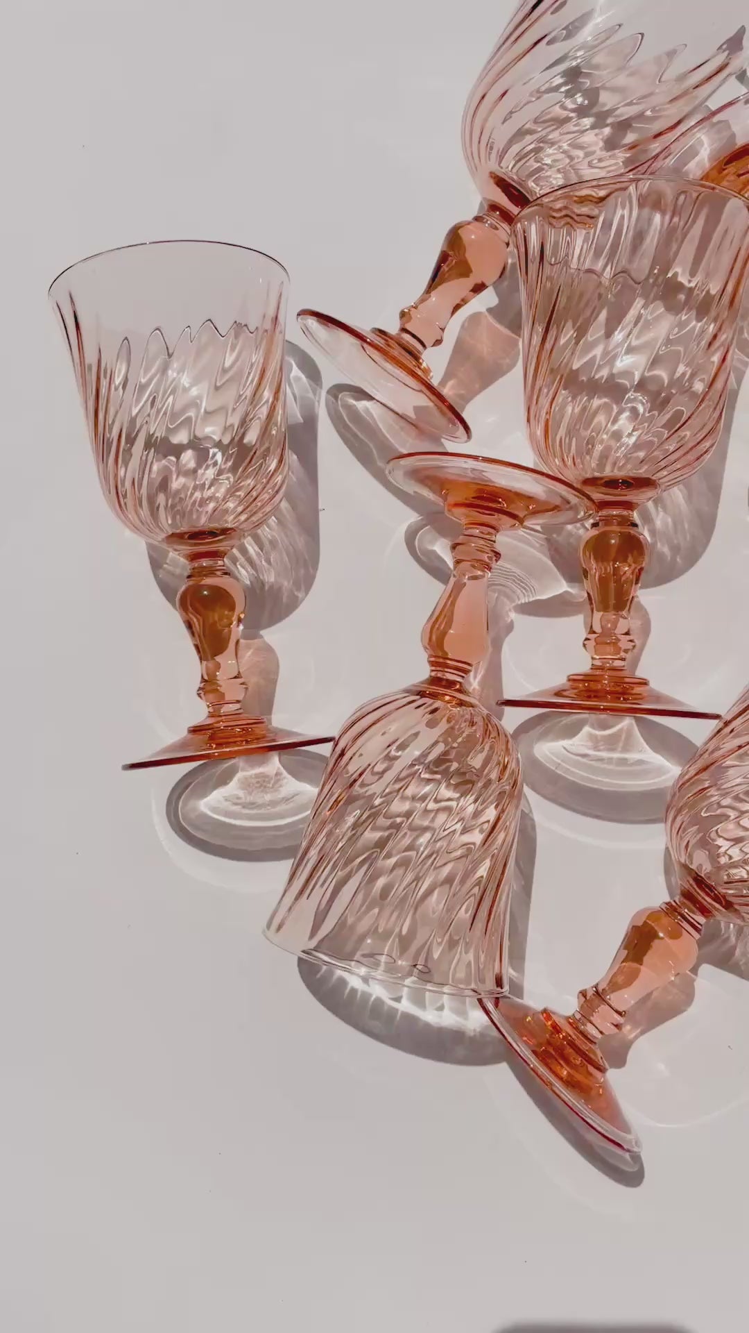 VINTAGE LUMINARC ‘ROSALINE’ PINK WINE GLASSES